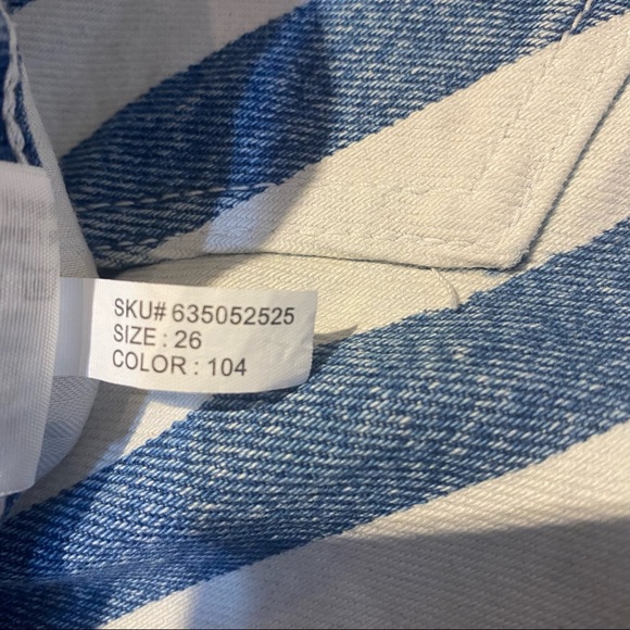 Abercrombie and Fitch Blue and White Stripe Denim Mini Skirt with fringe size 26 - Picture 6 of 10